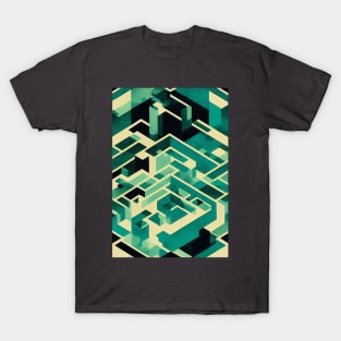 Space Distorted Maze Watercolour Pattern T-Shirt